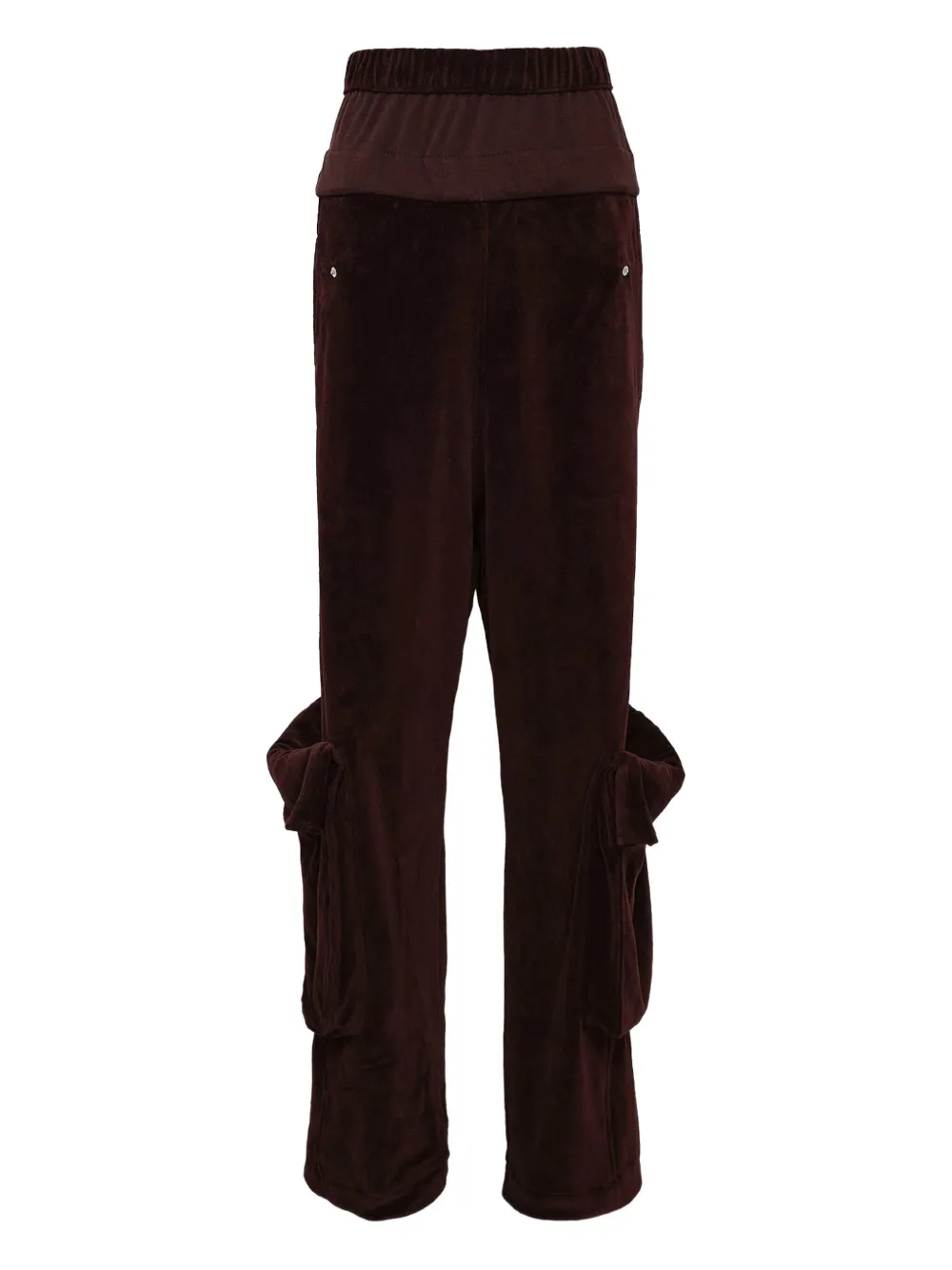 Open Yy Rolled-waist Velour Cargo Pants In Brown