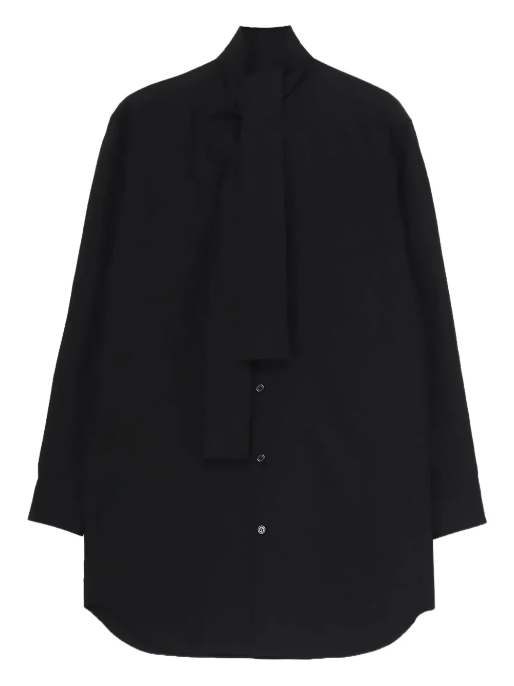 Yohji Yamamoto Scarf-collar Cotton Shirt In Black