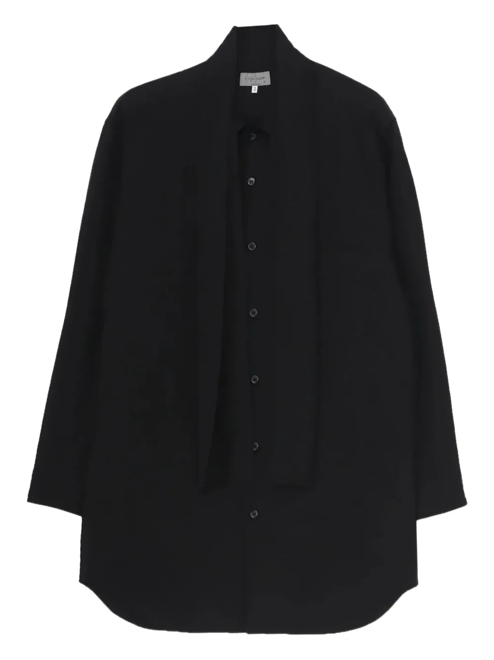 Yohji Yamamoto camisa con mascada en el cuello | negro | Image 1