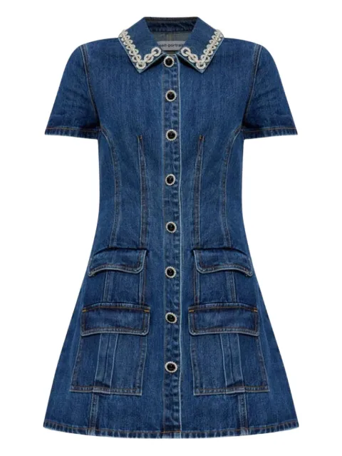 Self-Portrait crystal-trimmed pocketed dress