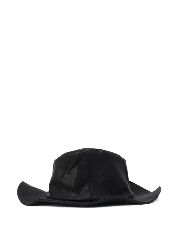帽子 Yohji yamamoto Cow Leather Hat Yohji Yamamoto Ten Gallon Leather Hat | Black | FARFETCH