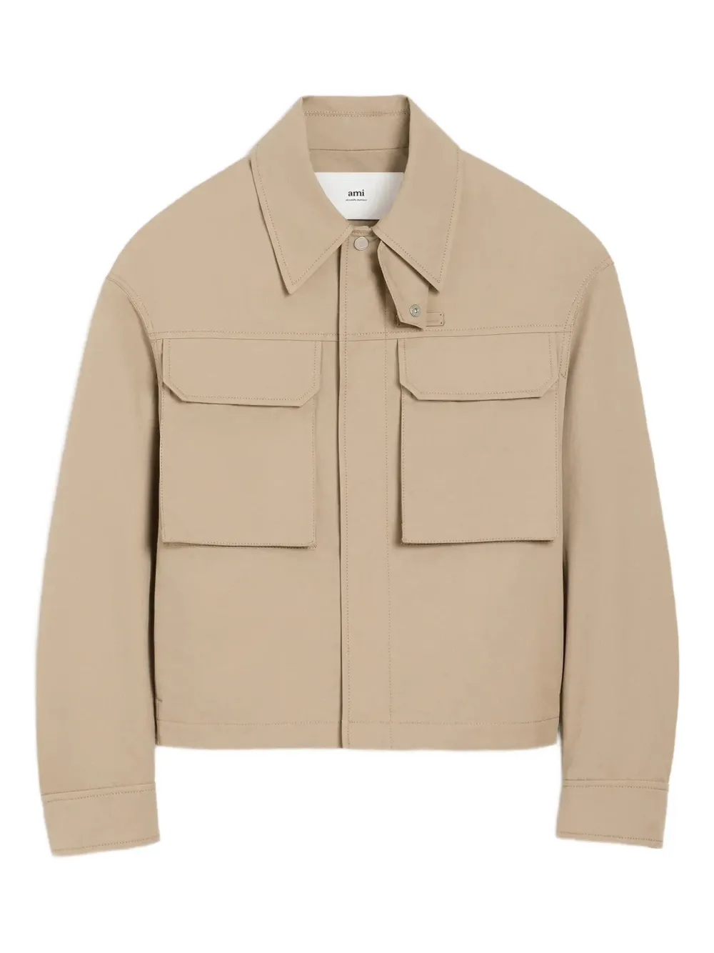 Ami Alexandre Mattiussi Flap-pocket Cotton Overshirt In Neutral