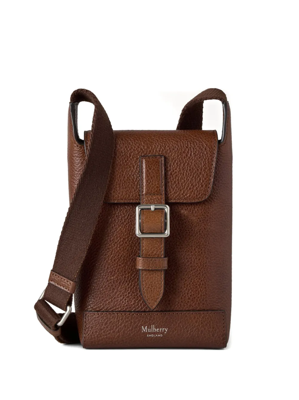Mulberry Chiltern Buckle-fastening Leather Phone Bag In Brown
