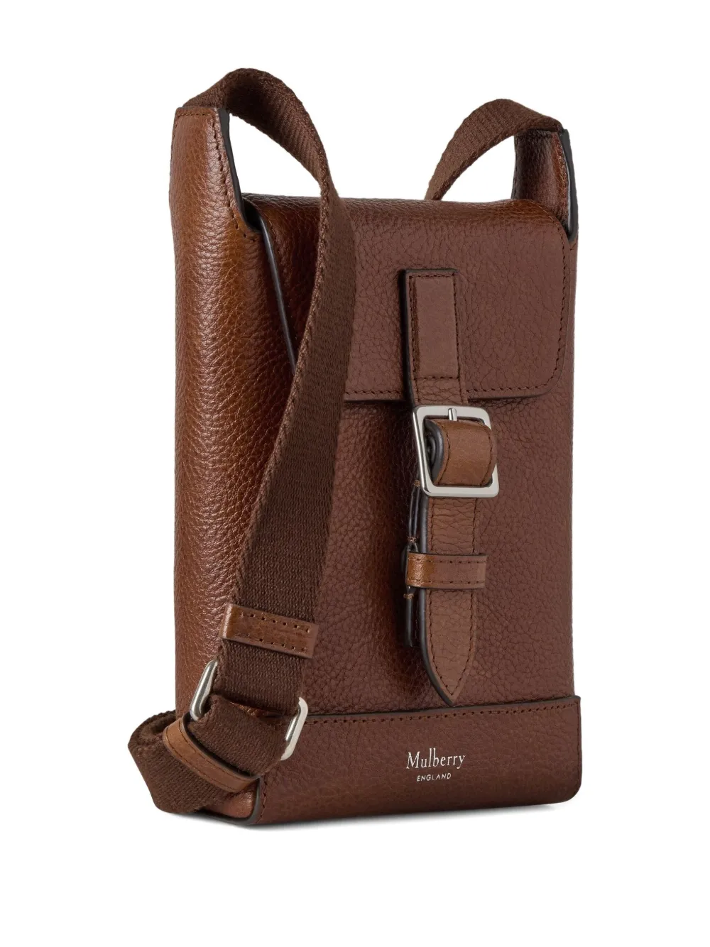 Mulberry Chiltern Buckle-fastening Leather Phone Bag In Brown