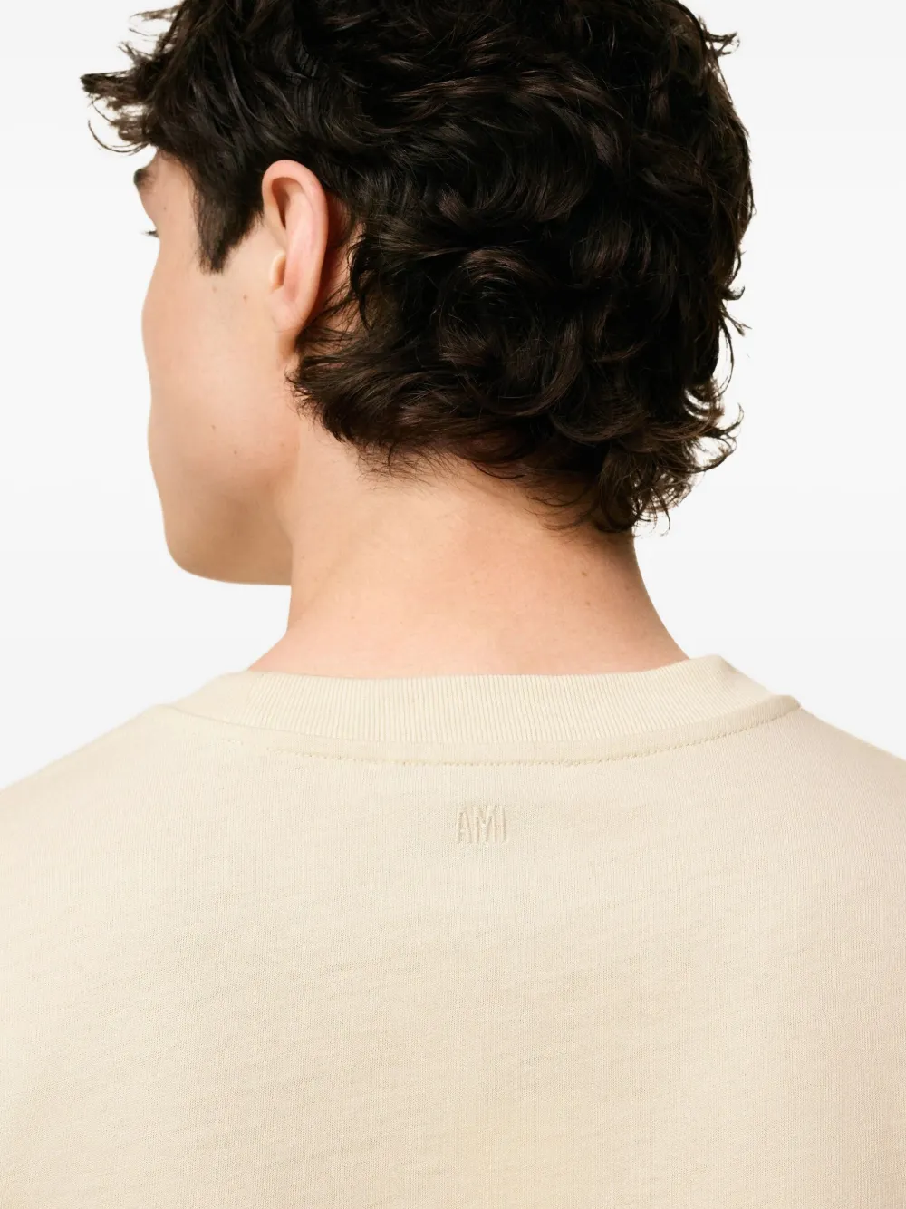 Ami Alexandre Mattiussi Classic Round Neck T-shirt With Subtle Logo Detail In Neutral