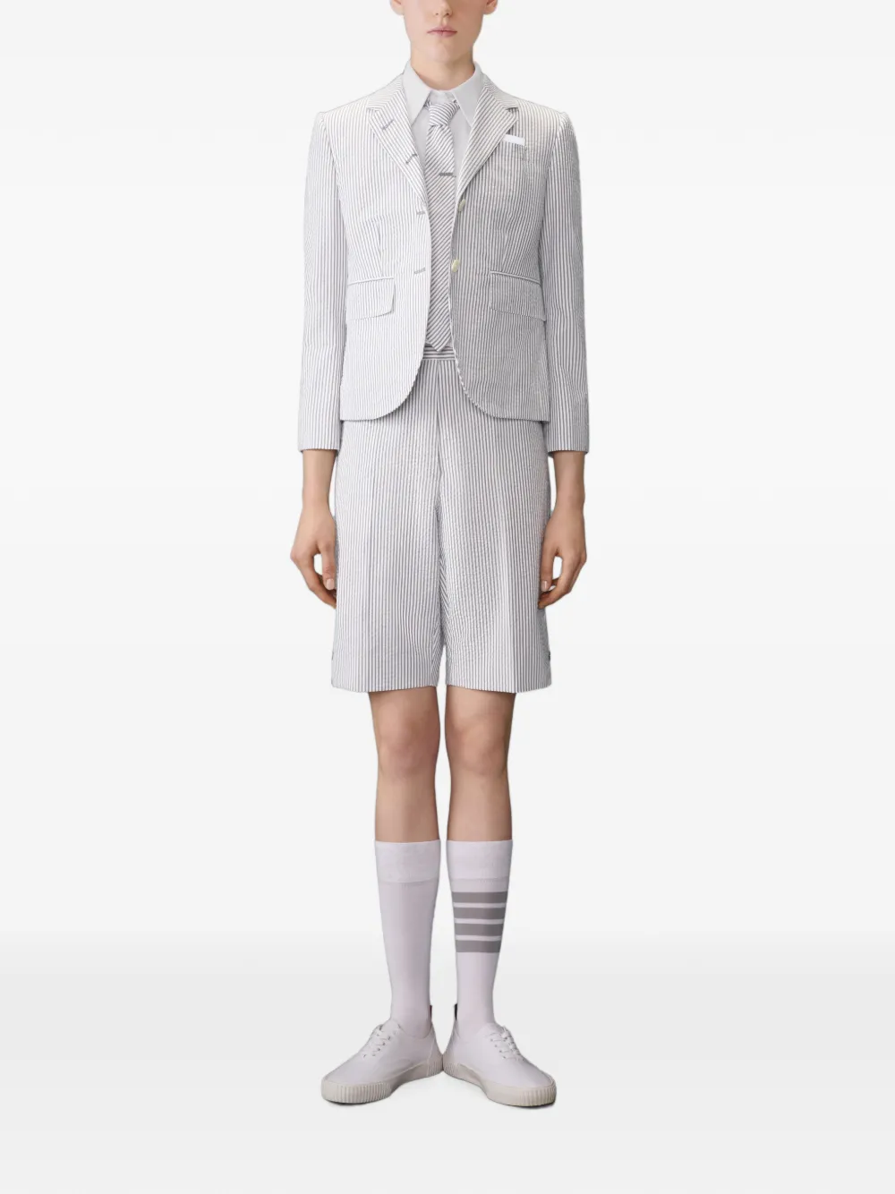 Thom Browne Cropped Oxford blouse met korte mouwen Wit