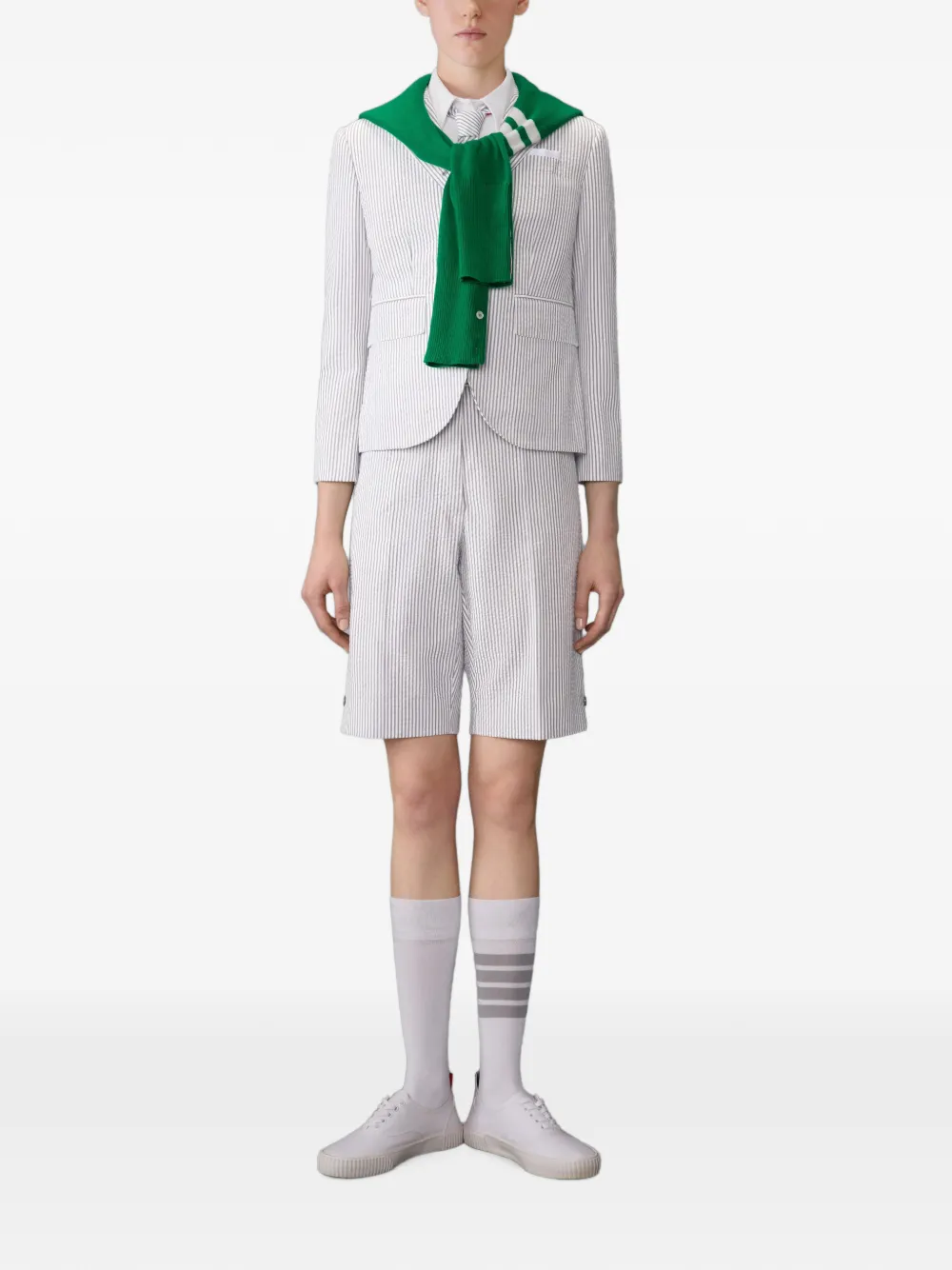 Thom Browne Cropped Oxford blouse met korte mouwen Wit