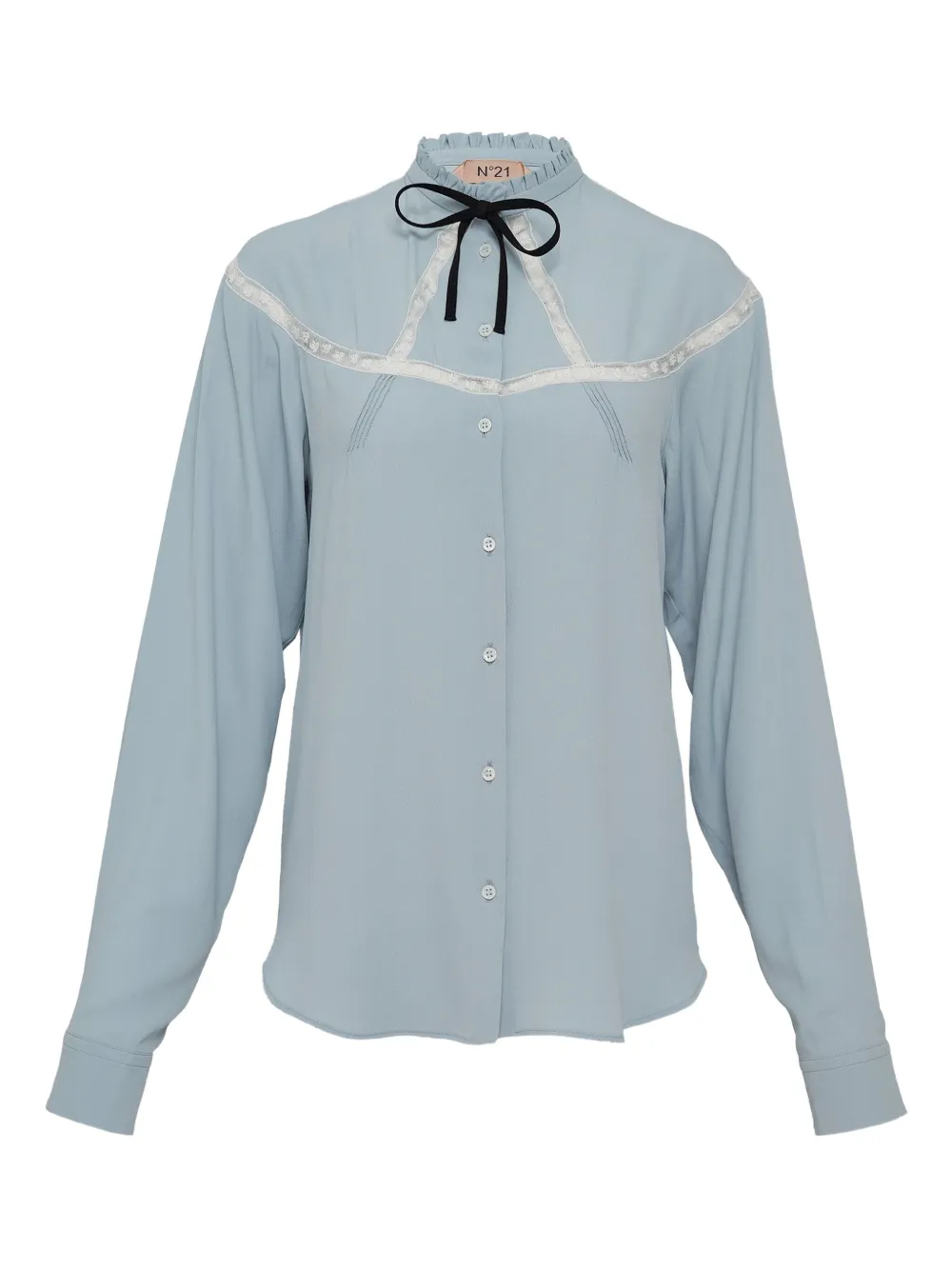 Nº21 bow-detail lace-trimmed shirt | Blue | Image 1