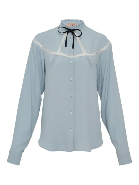 Nº21 bow-detail lace-trimmed shirt