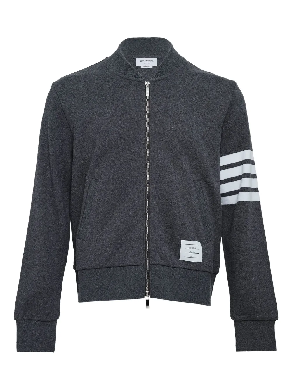 Thom Browne Loopback 4-bar Bomber Jacket In Gray