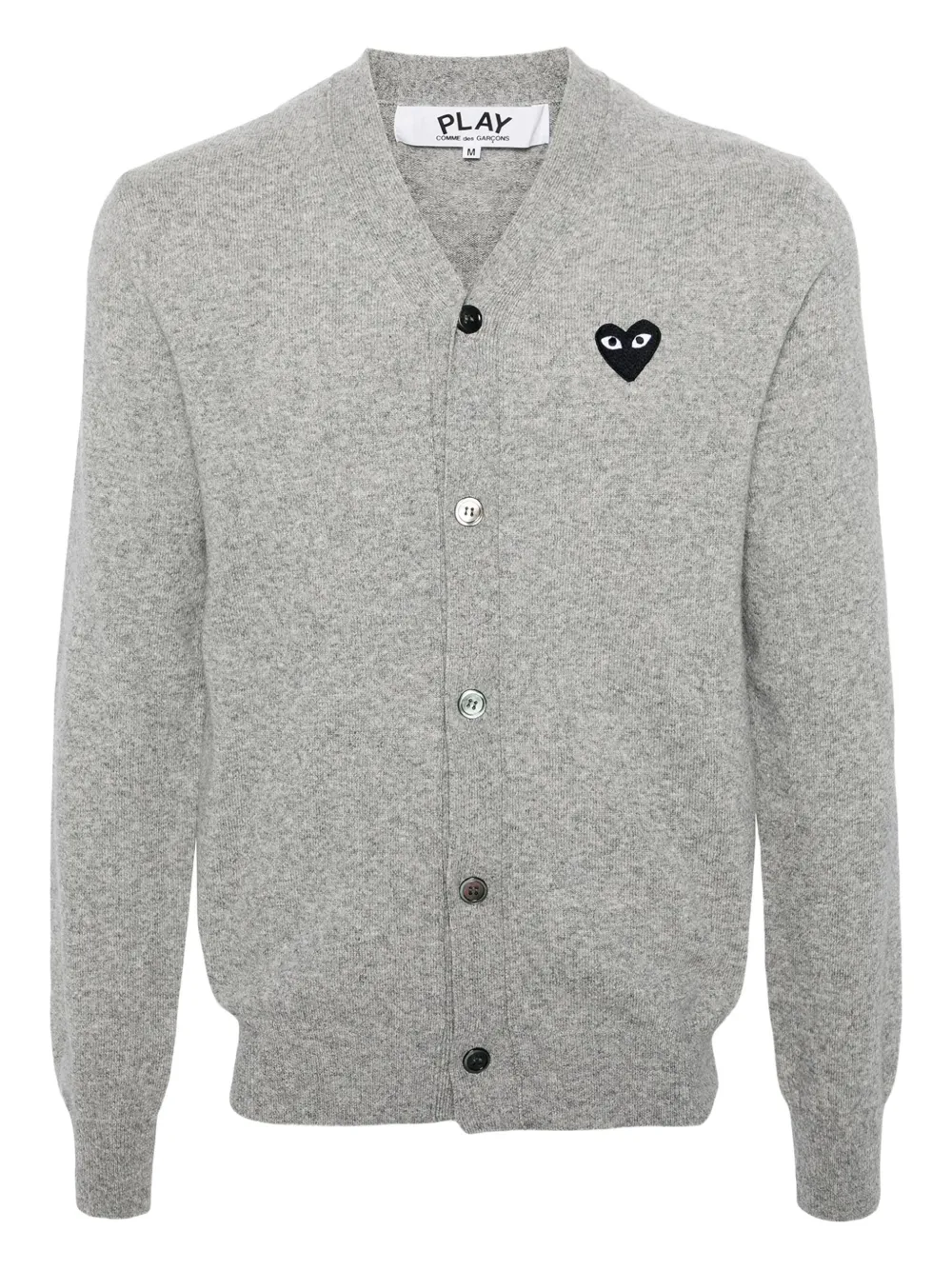 Comme Des Garçons Play heart-emblem v-neck cardigan | Grey | Image 1