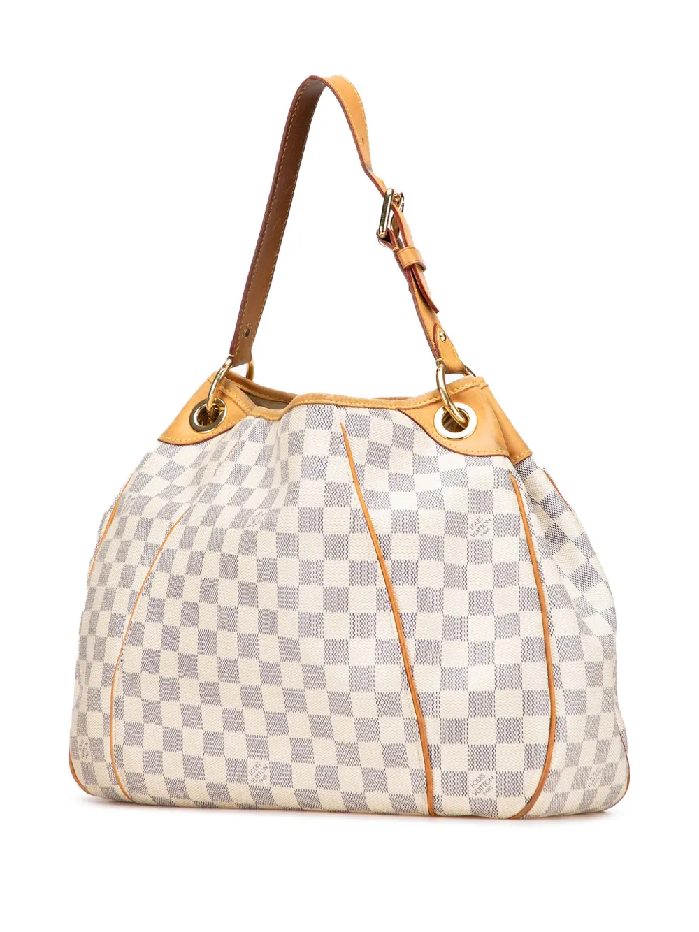Pre-owned Louis Vuitton 2008 Damier Azur Galliera Pm Shoulder Bag In White