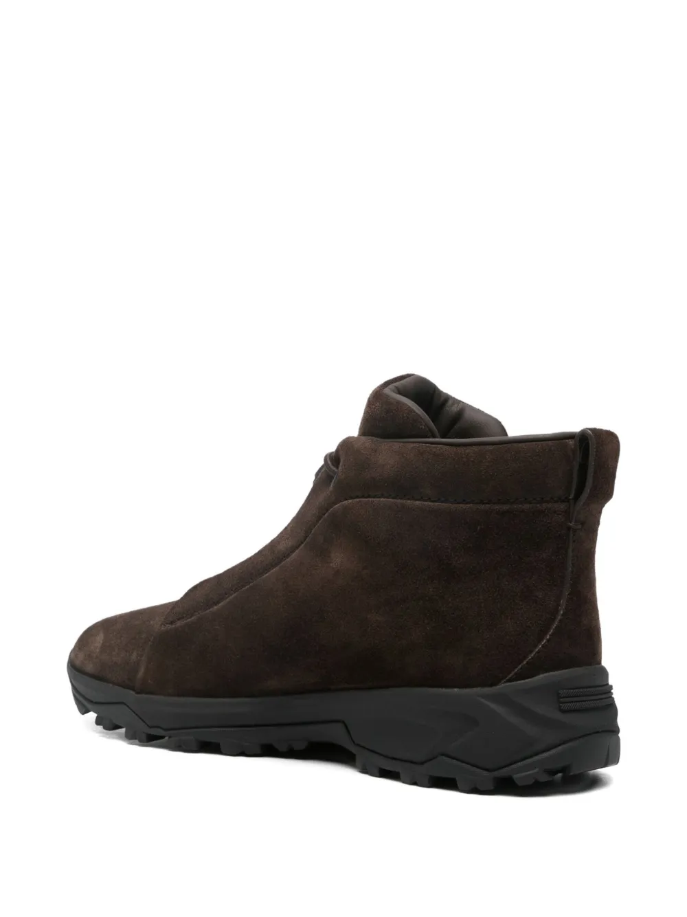Zegna Triple Stitch Suede High-top Sneakers In Brown