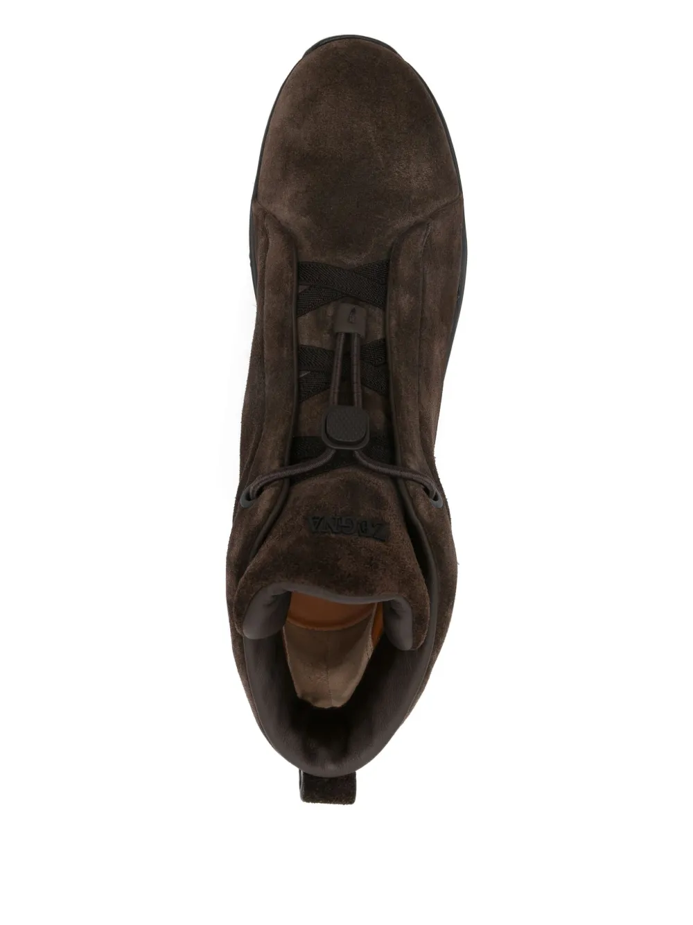Zegna Triple Stitch Suede High-top Sneakers In Brown