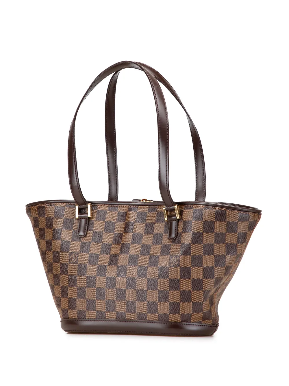 Pre-owned Louis Vuitton 2005 Damier Ebene Manosque Pm Shoulder Bag In Brown