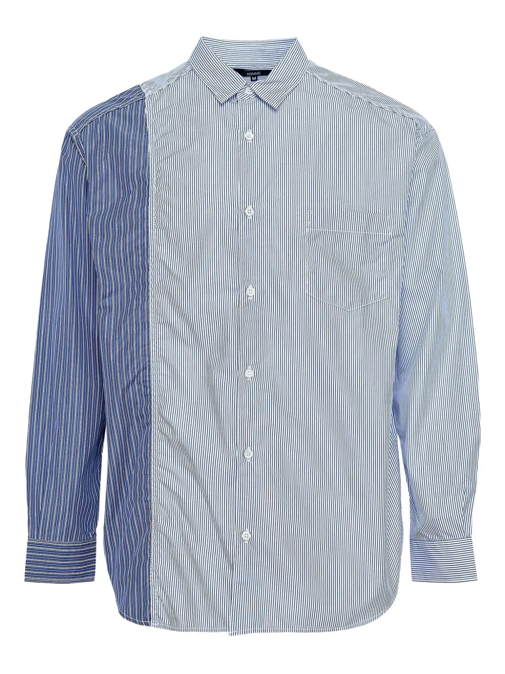 Comme des Garçons Homme قميص مخطط بأجزاء مخيوطة | أزرق | Image 1