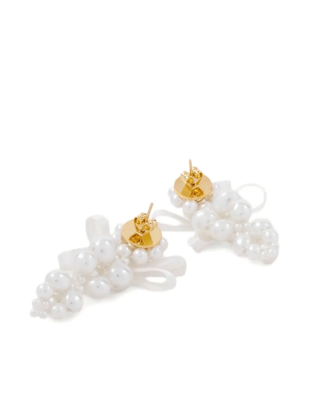 Simone Rocha bow-detail pearl-cluster earrings - Wit