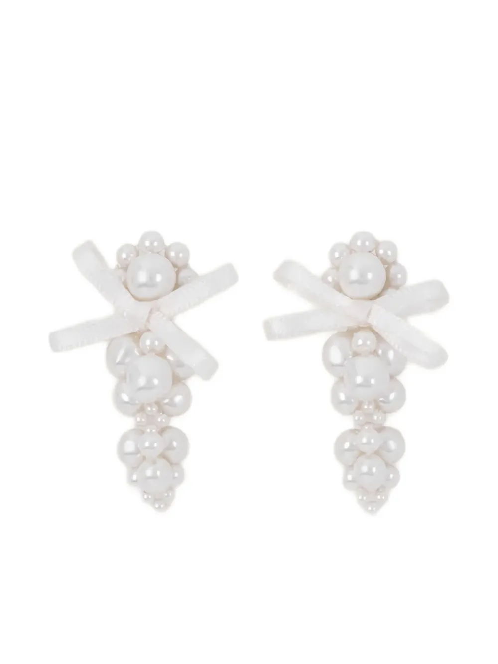 Simone Rocha bow-detail pearl-cluster earrings | White | Image 1