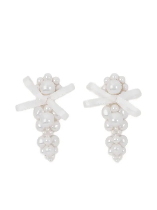 Simone Rocha リボンディテール ピアス | ホワイト | FARFETCH JP