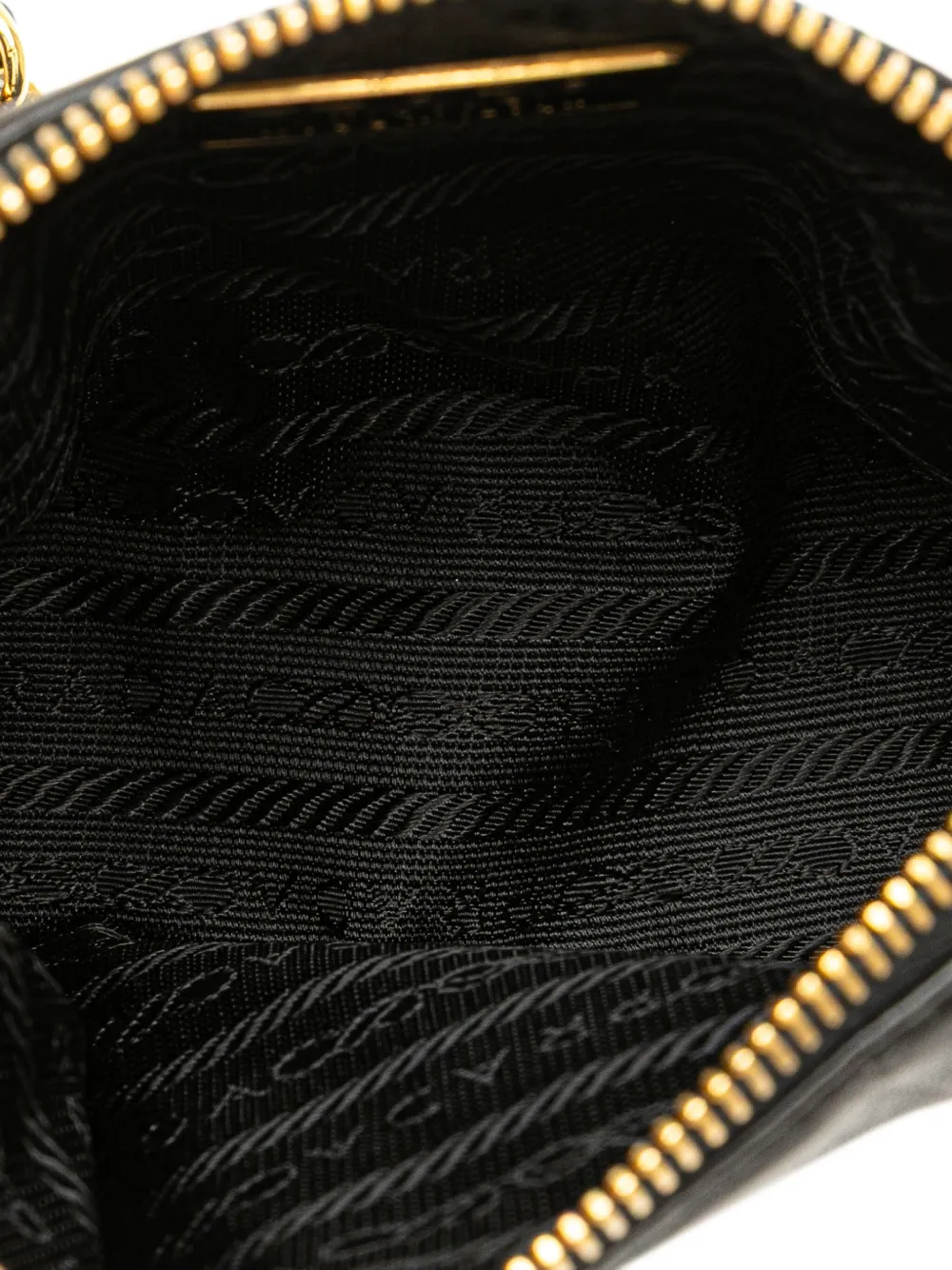 Pre-owned Prada 2000-2013 Tessuto Trimmed Nappa Chain Crossbody Bag In Black
