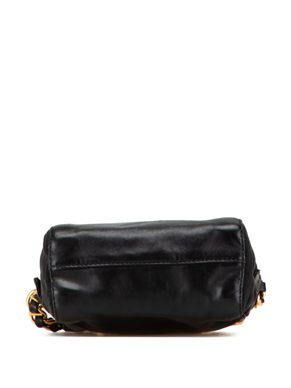 Pre-owned Prada 2000-2013 Tessuto Trimmed Nappa Chain Crossbody Bag In Black