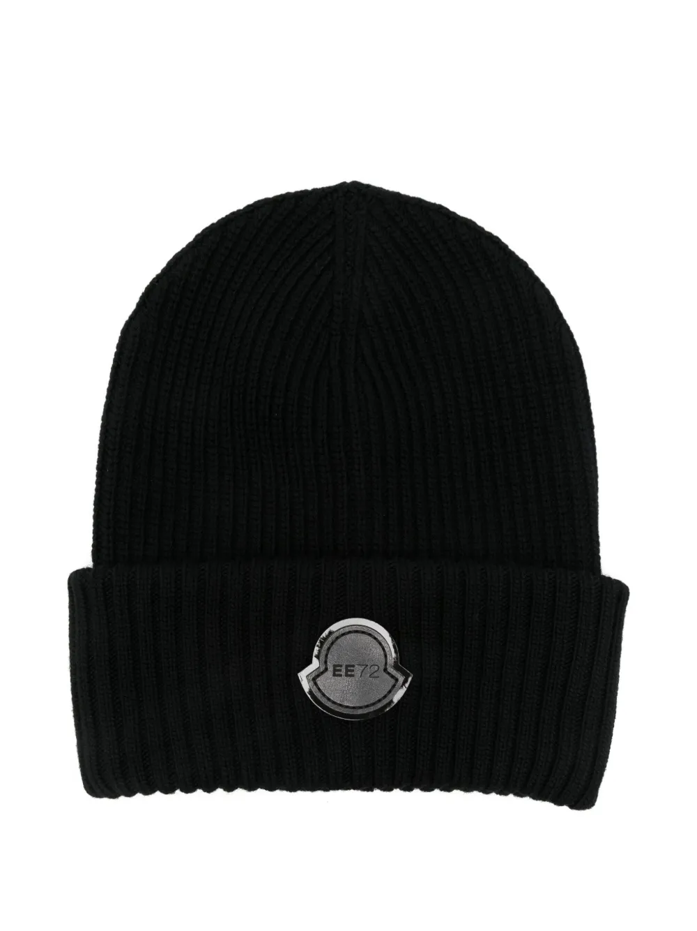 Moncler X Ee72 By Edward Enninful Ribbed Logo-patch Beanie In Black