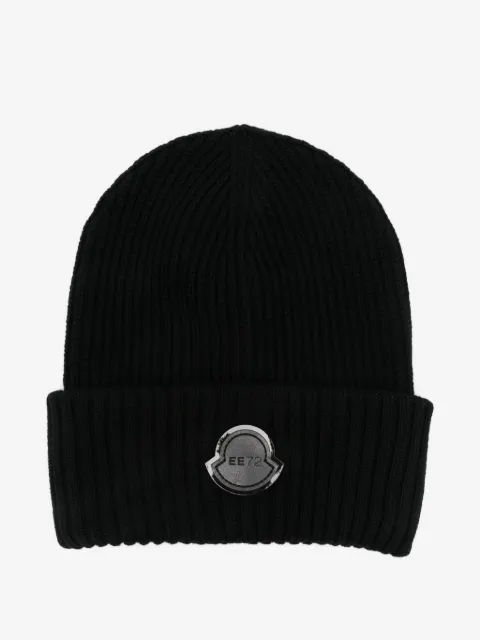 Moncler Gorro de tricô canelado com logo