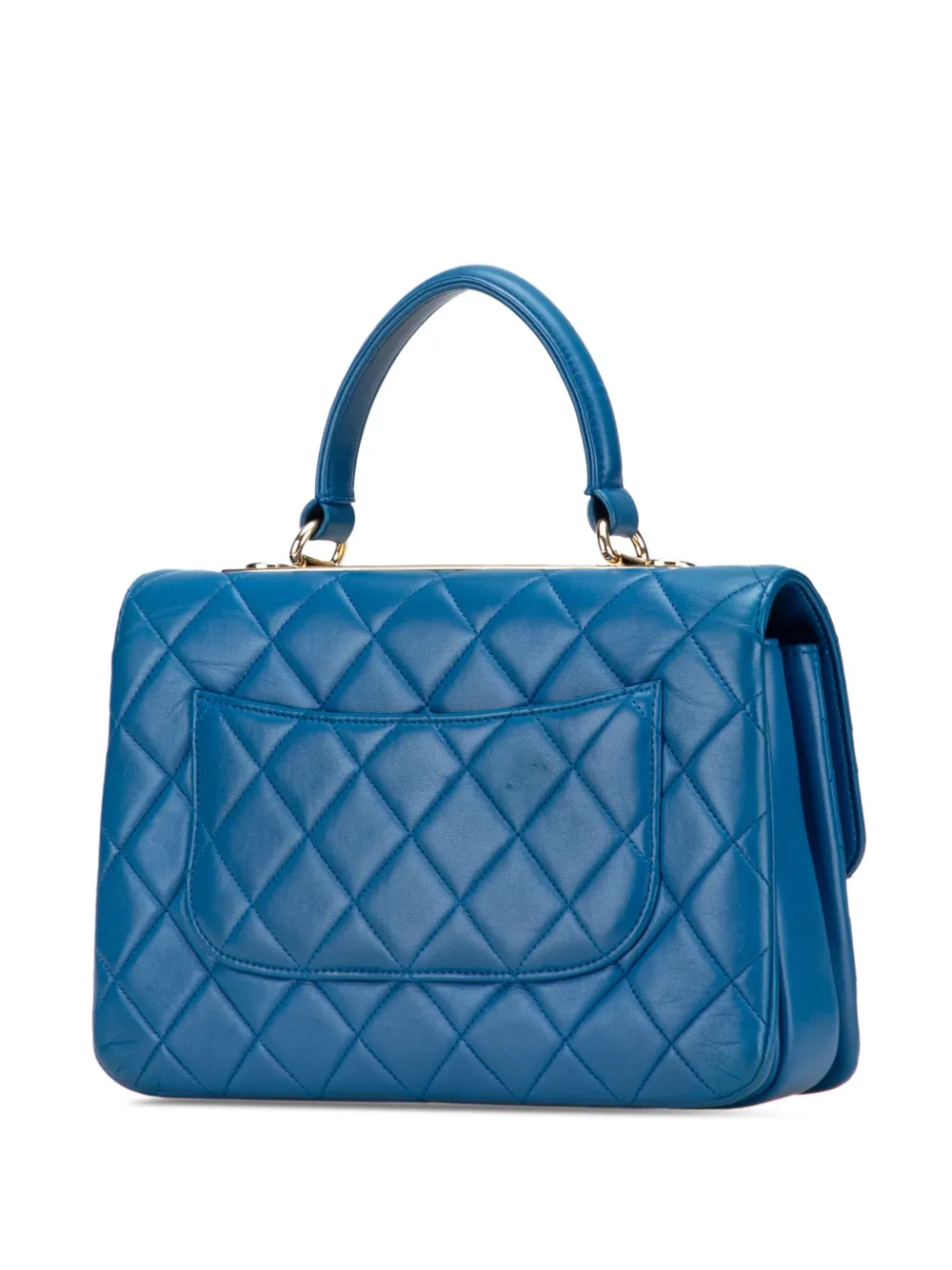 Pre-owned Chanel 2019 Medium Lambskin Trendy Cc Top Handle Bag Satchel In Blue
