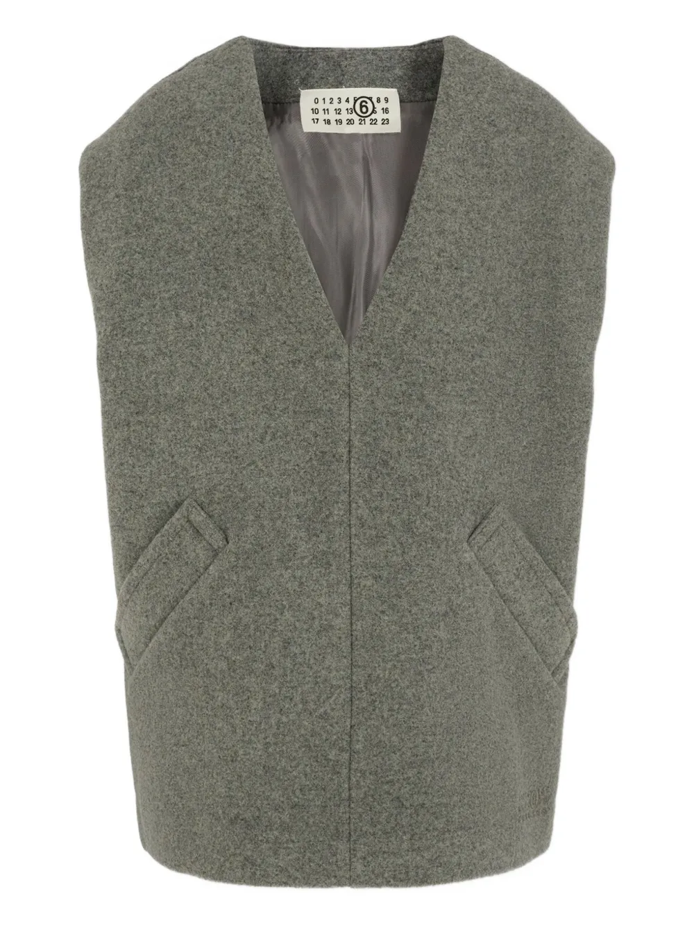 MM6 Maison Margiela Kids embroidered-logo V-neck waistcoat | Grey | Image 1