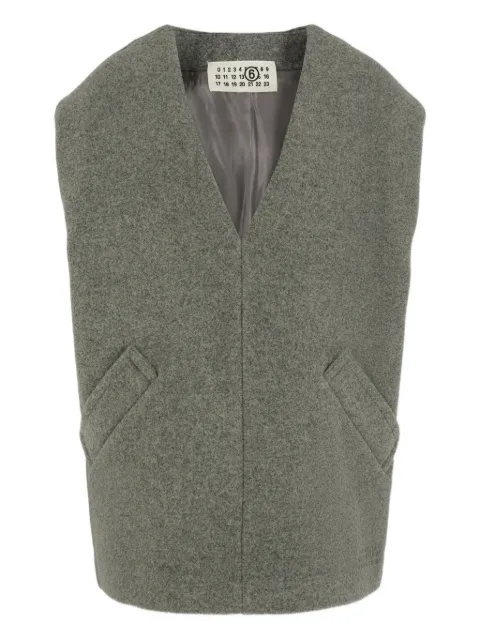 MM6 Maison Margiela Kids embroidered-logo V-neck waistcoat