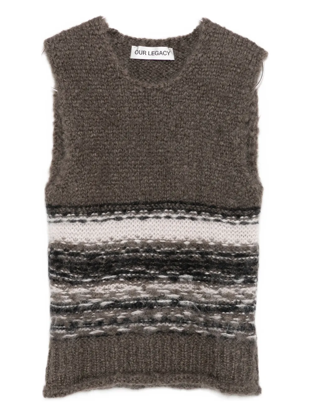 Our Legacy Pleaser Striped Mohair And Wool-blend Tank In Gray