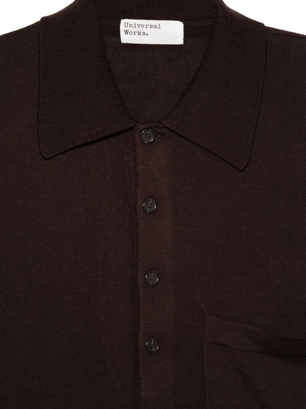 Universal Works Polo-neck Patch-pocket Sweater In Brown