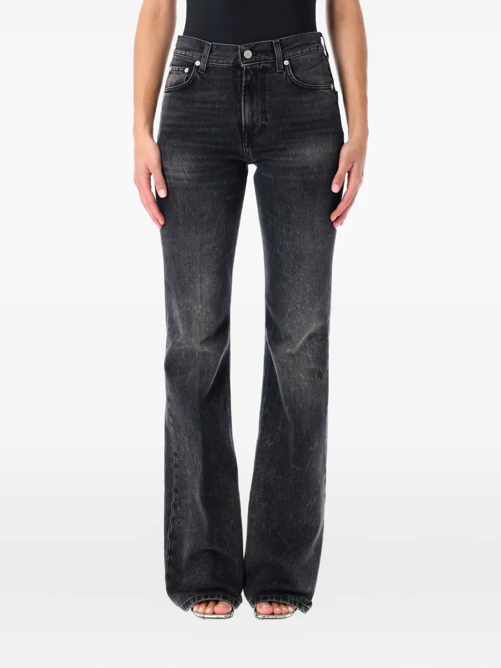 Haikure Denim Trousers With Belt Loops In Black