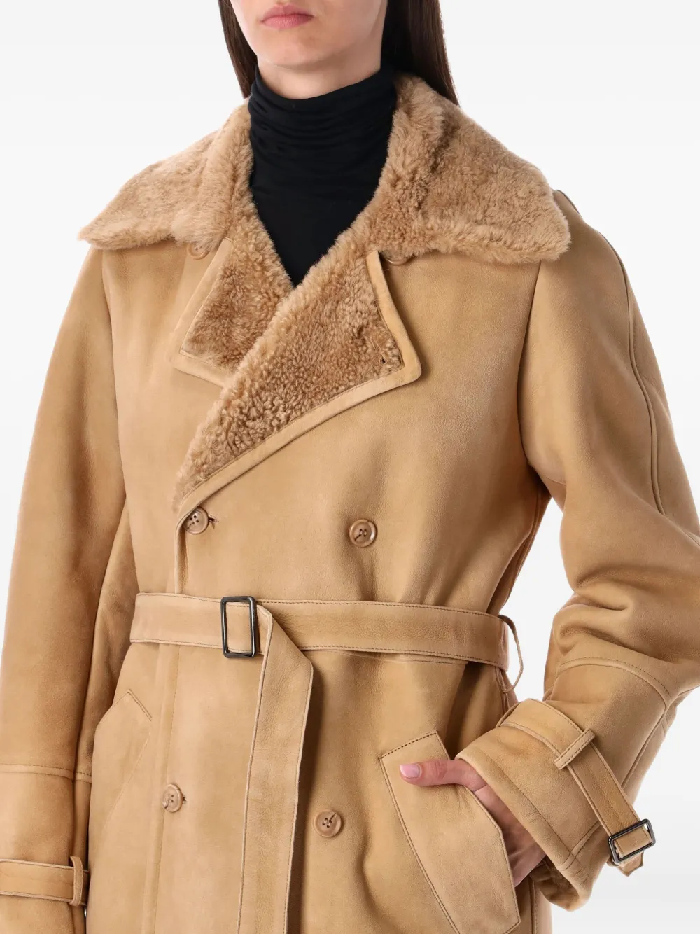 Sword 6.6.44 Sword S.w.o.r.d. 6.644 Long Shearling Coat Beige In Neutral
