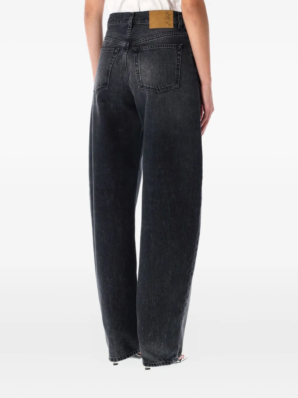 Haikure Tapered Balloon Jeans Contrast Stitching In Black