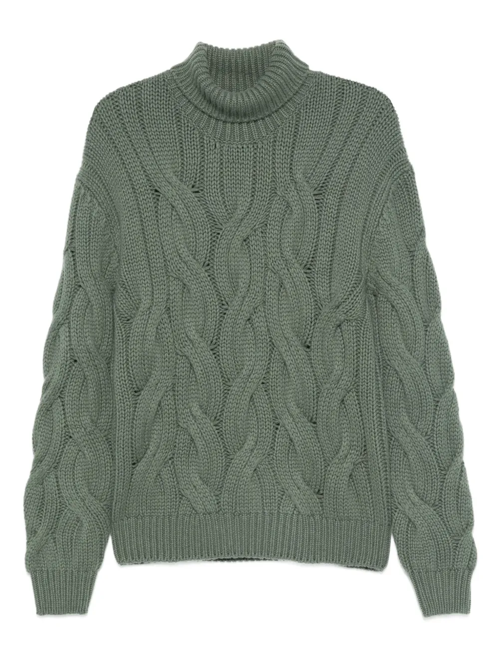 Mauro Ottaviani Cable-knit Turtleneck Sweater In Green