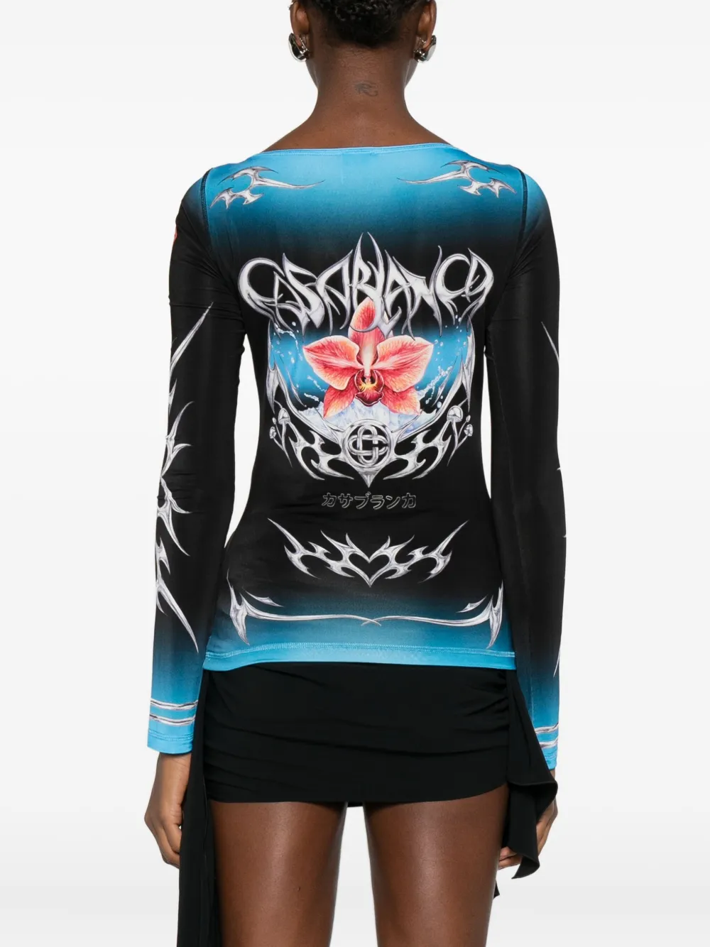 Casablanca Gradient Long-sleeve Top With Orchid Graphic In Animal Print