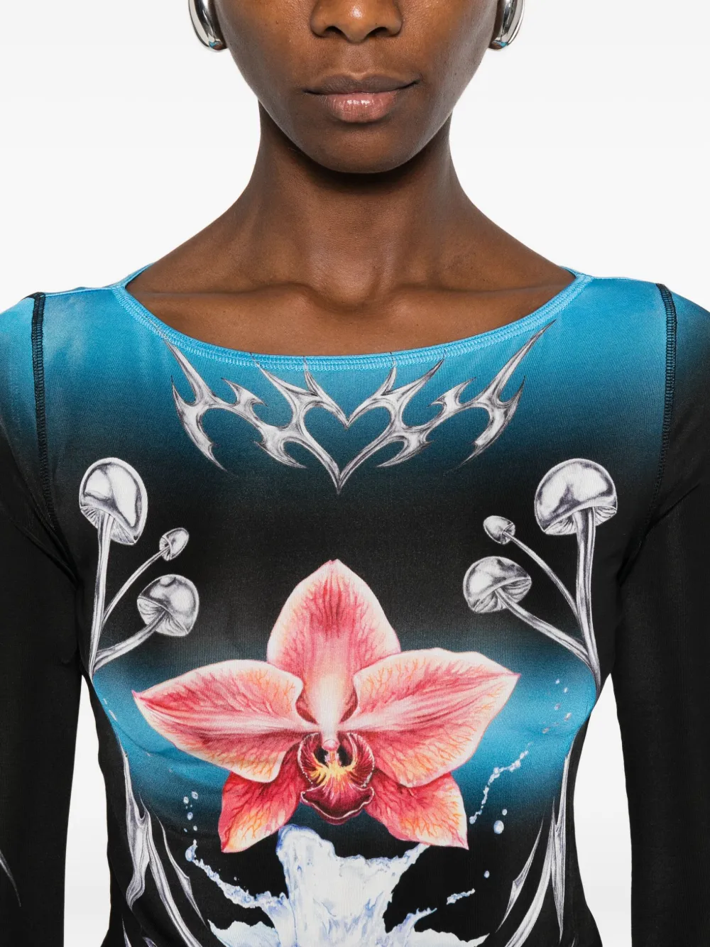 Casablanca Gradient Long-sleeve Top With Orchid Graphic In Animal Print