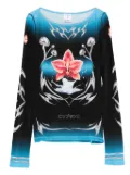 Casablanca orchid-print long-sleeve T-shirt - Black