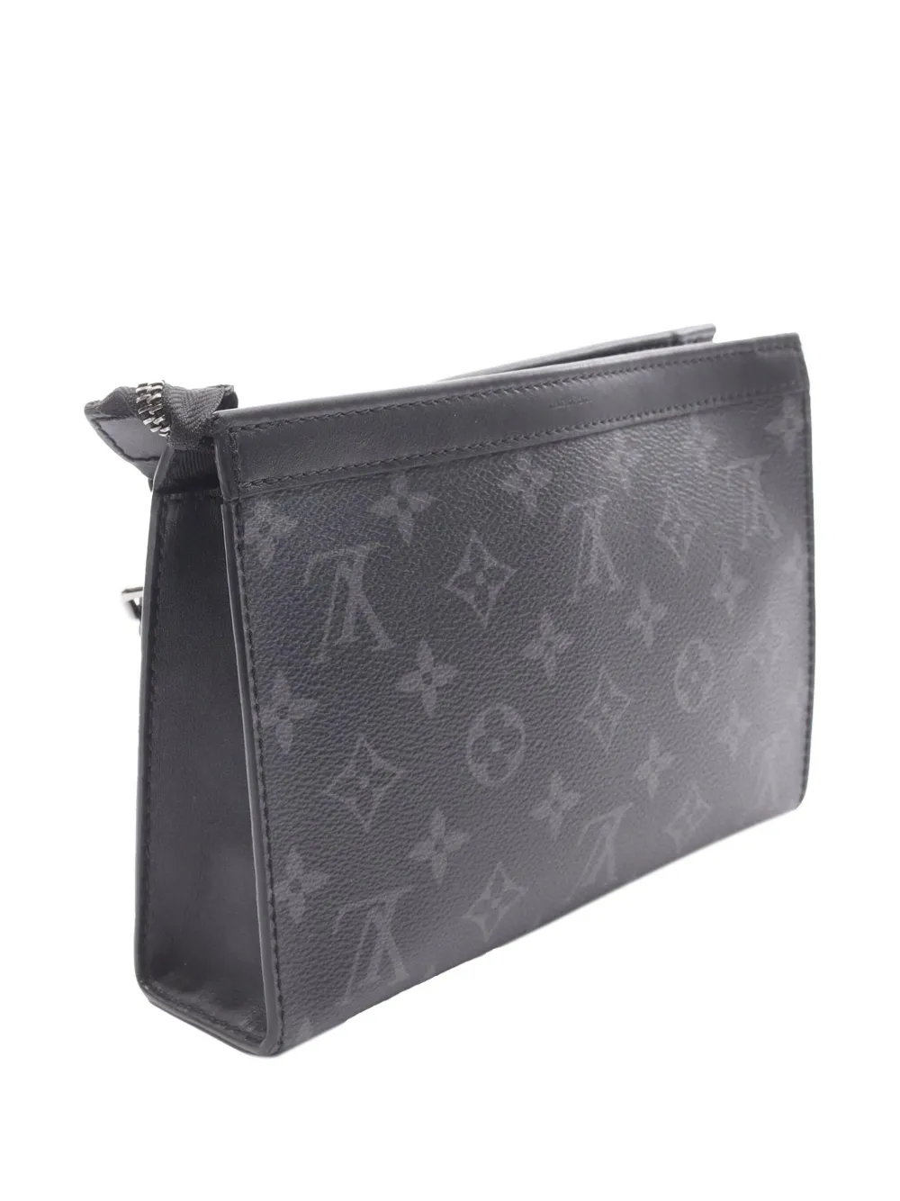Pre-owned Louis Vuitton 2021-2025 Monogram Eclipse Gaston Wearable Wallet Crossbody Bag In Black