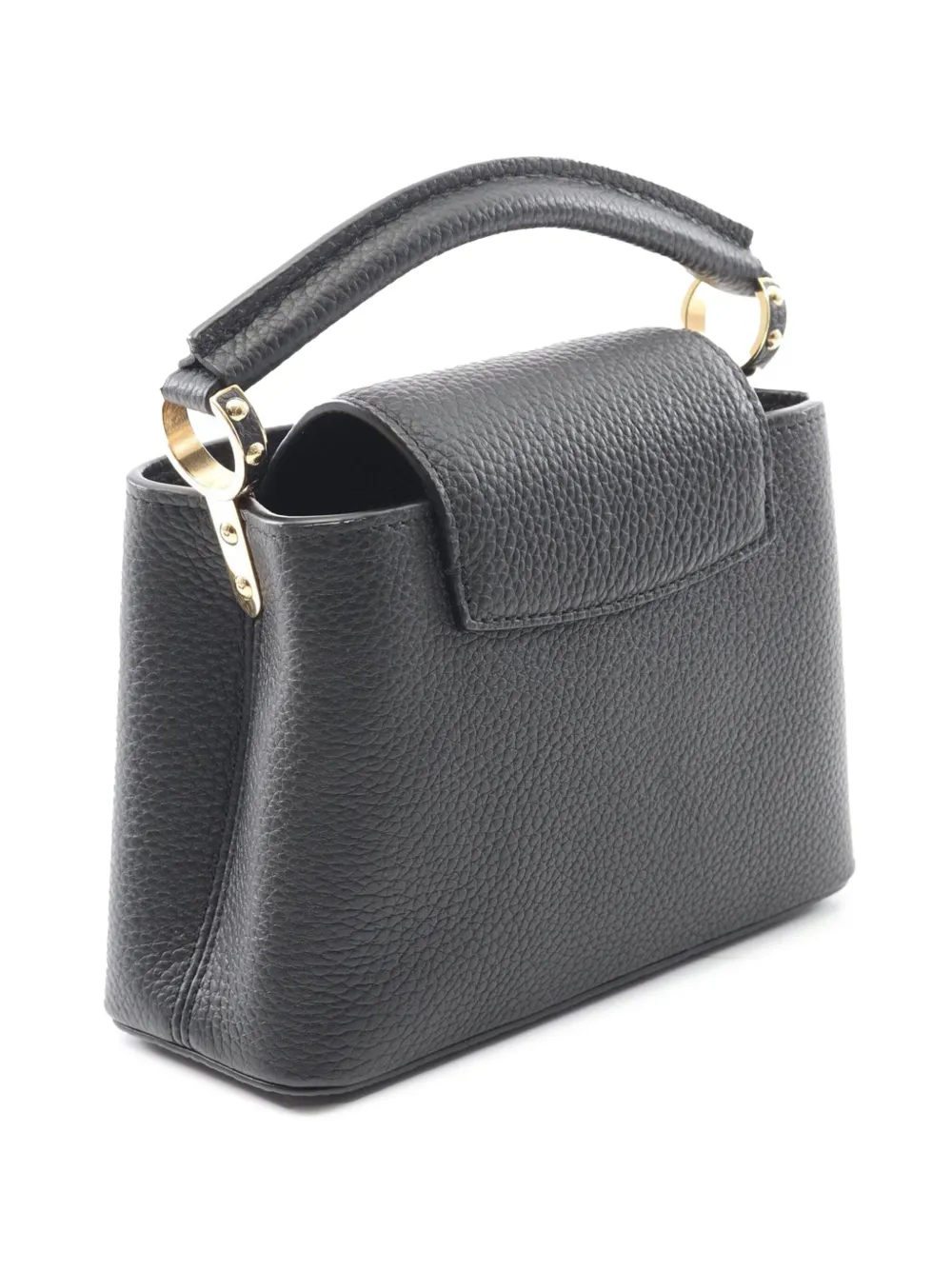 Pre-owned Louis Vuitton 2021-2025 Taurillon Mini Capucines Satchel In Black