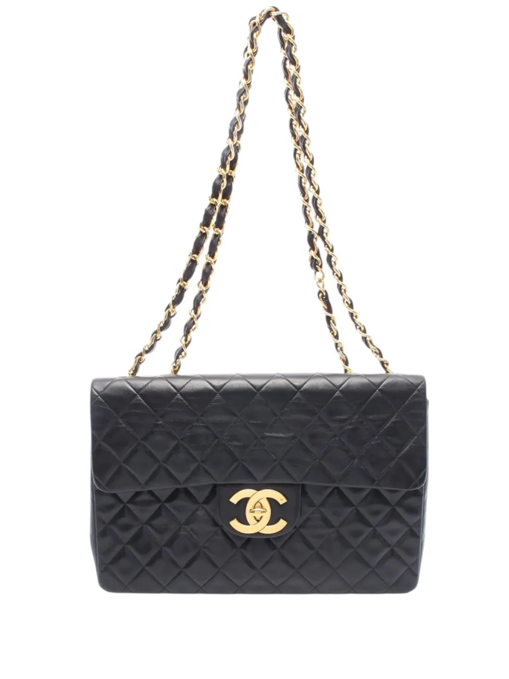 CHANEL Pre-Owned 1991-1994 マキシ XL クラシック ラムスキン シングルフラップ ショルダーバッグ - ブラック CHANEL Pre-Owned 1991-1994 マキシ XL クラシック ラムスキン シングルフラップ ショルダーバッグ - ブラック