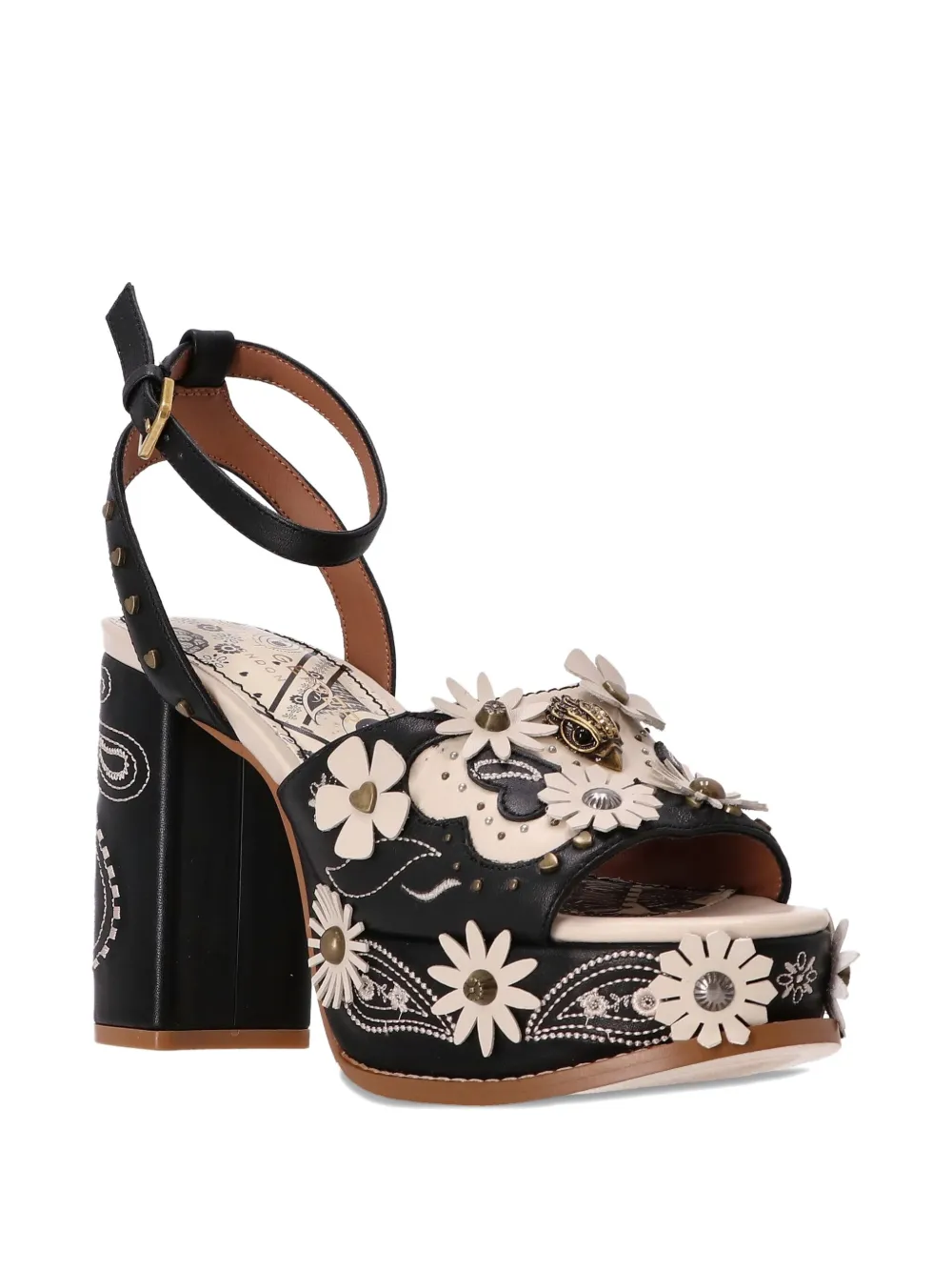 Kurt Geiger London 110 mm Flower Western sandalen met plateauzool Zwart