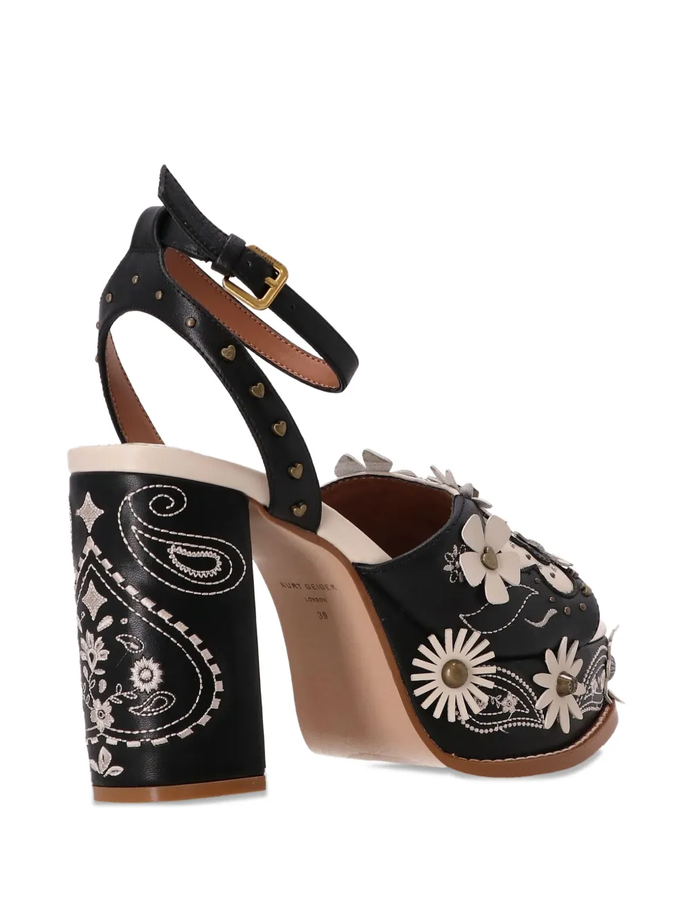 Kurt Geiger London 110 mm Flower Western sandalen met plateauzool Zwart