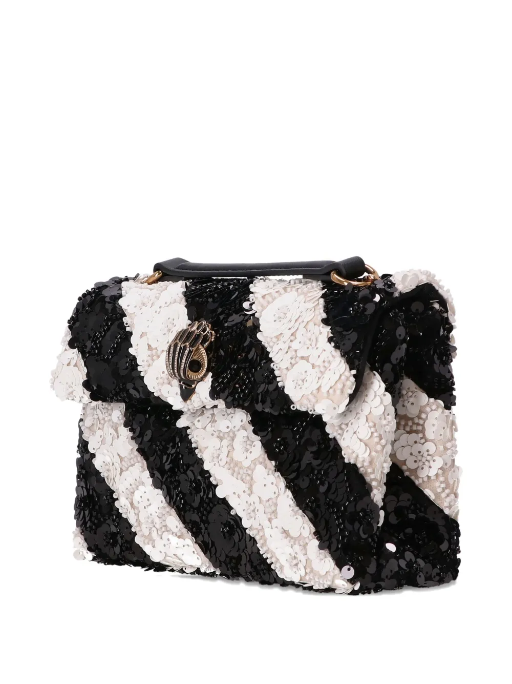 Kurt Geiger Sequin Striped Satchel In Black