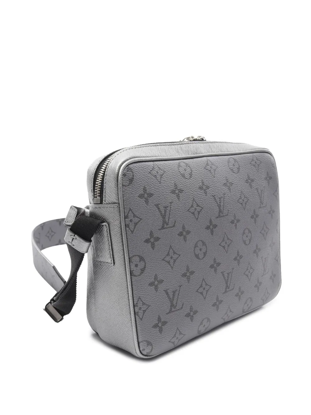 Pre-owned Louis Vuitton 2021-2025 Monogram Taigarama Outdoor Messenger Crossbody Bag In Silver