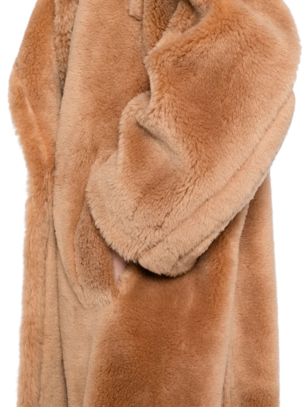 Stand Studio Biba Long Faux Fur Camel Coat In Brown