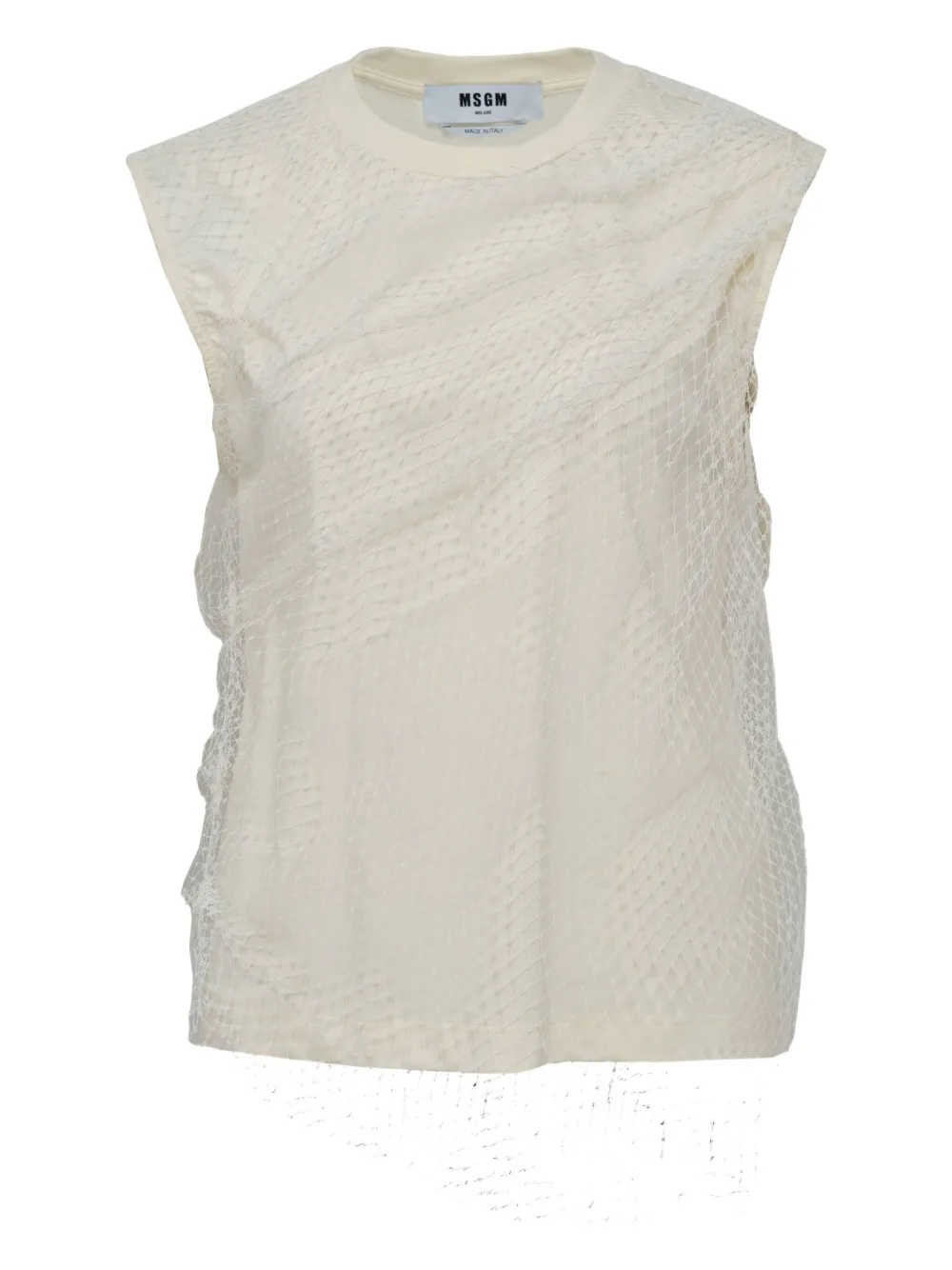 Msgm Mesh Tank Top In Neutral
