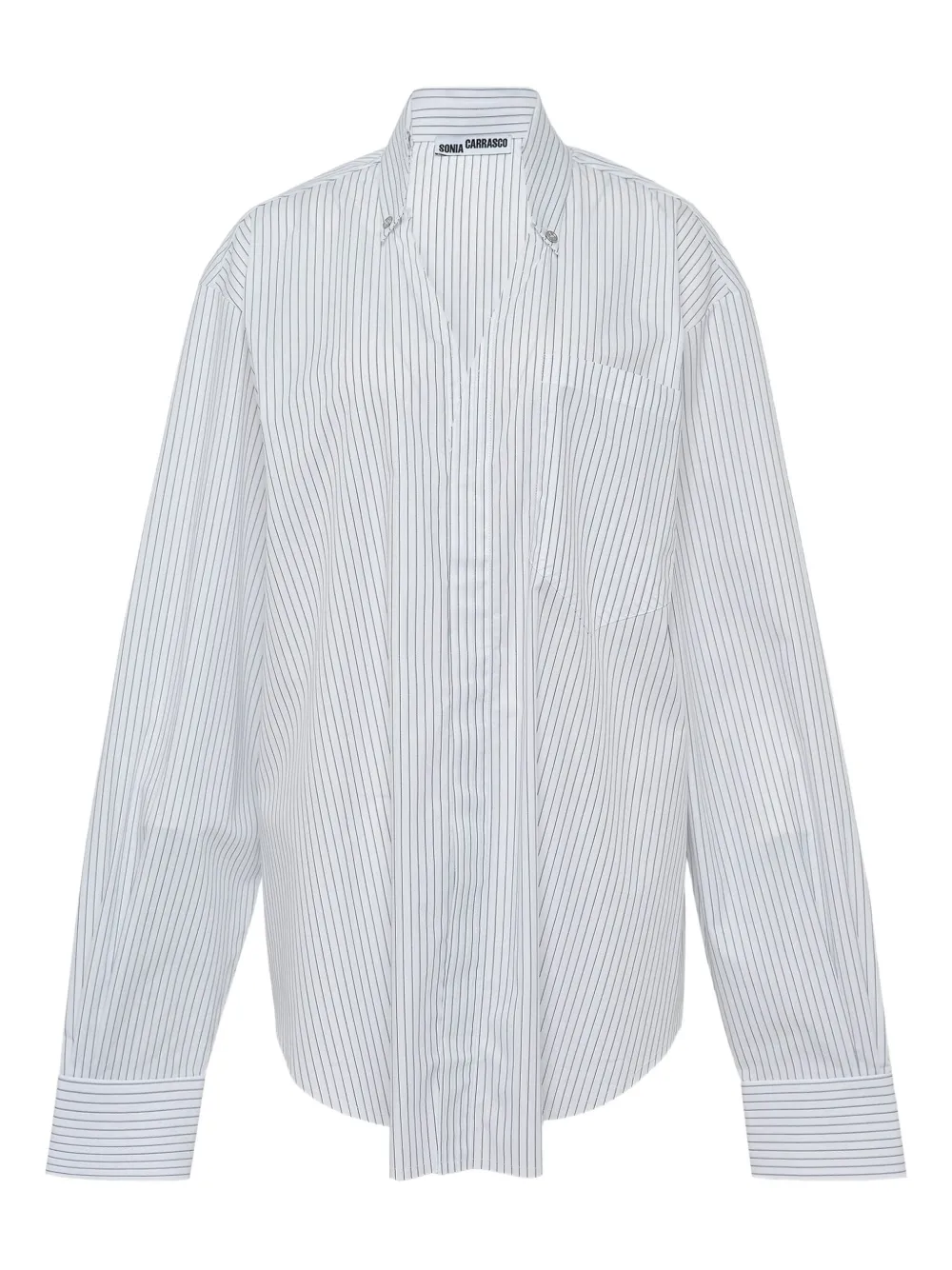SONIA CARRASCO pinstripe cut-collar shirt - White
