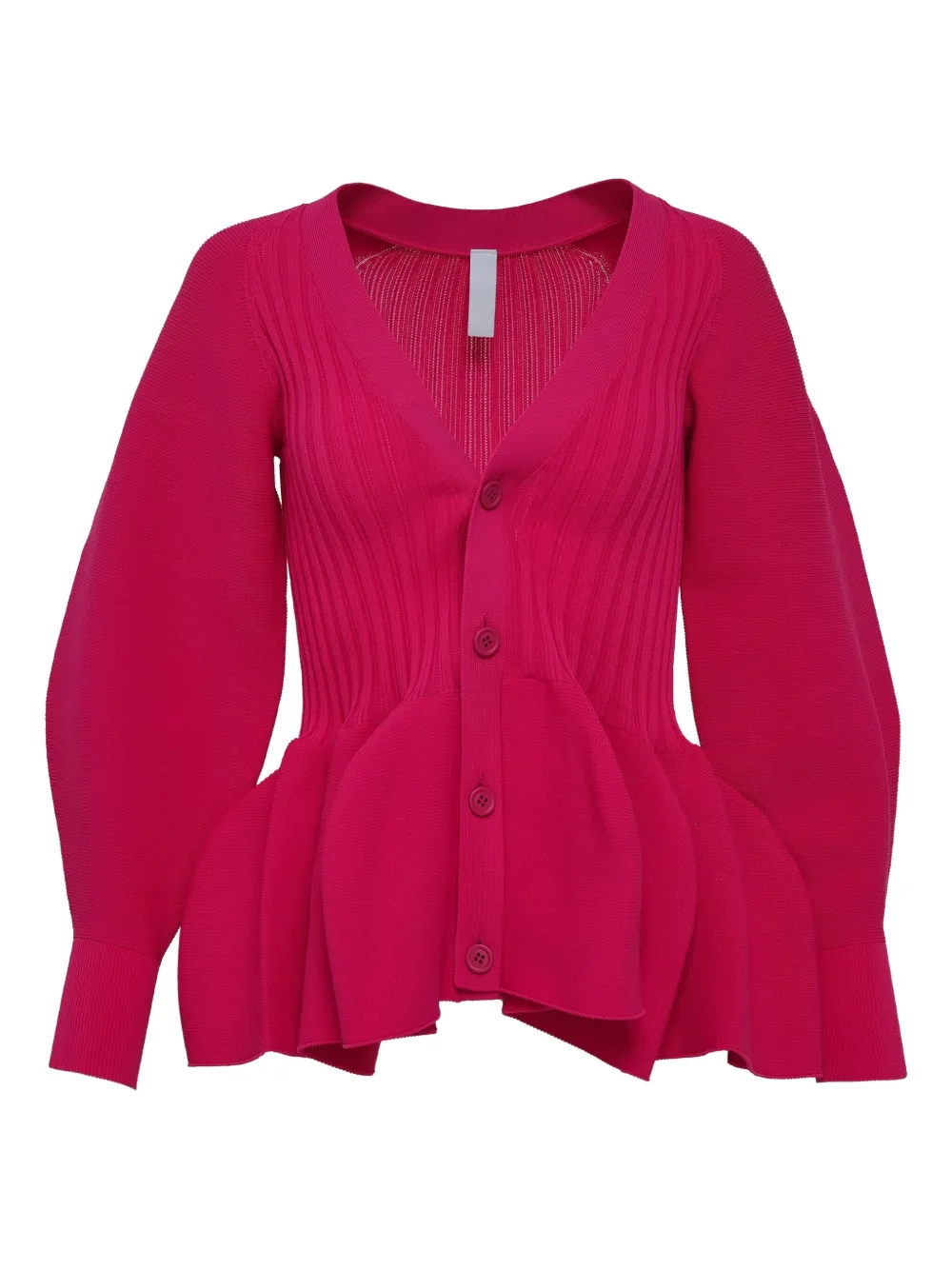 Cfcl Puff-sleeve Peplum Cardigan In Pink